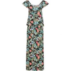 Sukienka shirtowa bonprix czarny w kwiaty. Czarne sukienki damskie bonprix, z nadrukiem, bez kołnierzyka, bez rękawów, midi. Za 99,99 zł.
