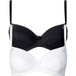 Biustonosz "push up" (2 szt.) bonprix biały + czarny. Białe biustonosze bonprix, bez wzorów. Za 45,98 zł.