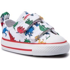 Trampki CONVERSE - Ctas 2V Ox 763713C White/Enamel Red/T. Białe półbuty dziewczęce Converse, na rzepy. Za 179,00 zł.