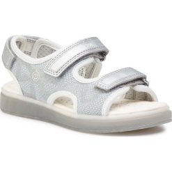 Sandały GEOX - J S.Blikk G.B J928UB 0ASAJ C1007 S Silver. Szare sandały dziewczęce Geox, ze skóry ekologicznej, bez zapięcia. W wyprzedaży za 199,00 zł.