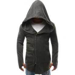 Bluzy męskie: Bluza męska z kapturem rozpinana antracytowa (bx2334)