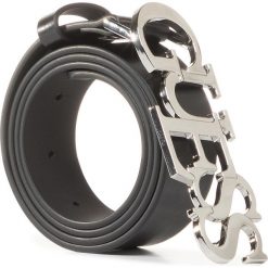 Pasek Damski GUESS - W0GZ18 L0MK0 JBLK. Czarne paski damskie Guess, w paski, ze skóry ekologicznej. Za 329,00 zł.