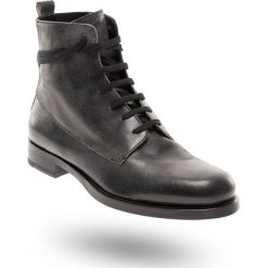 SKÓRZANE TRAPERY EMPORIO ARMANI. Czarne buty trekkingowe męskie ze skóry, na sznurówki. Za 1109,50 zł.