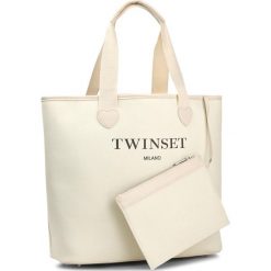 Torebka TWINSET - Shopping AS8PNA Avorio Chiaro 0018C. Brązowe torebki klasyczne damskie Twinset, bez wzorów, z materiału, klasyczne, duże, bez dodatków. W wyprzedaży za 199,00 zł.