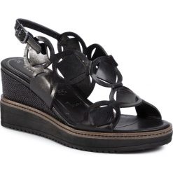 Sandały TAMARIS - 1-28312-24 Black 001. Czarne klapki damskie Tamaris, bez wzorów, ze skóry, bez obcasa, na obcasie. Za 269,00 zł.