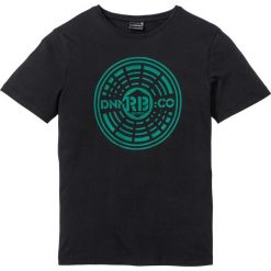 T-shirt z nadrukiem Slim Fit bonprix czarno-zielony z nadrukiem. Czarne koszulki męskie bonprix, s, z nadrukiem, z okrągłym kołnierzem, bez rękawów. Za 37,99 zł.