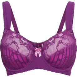 Biustonosz "minimizer" na fiszbinach bonprix fiołkowy + lila-różowy w paski. Fioletowe biustonosze bonprix, w paski. Za 54,99 zł.