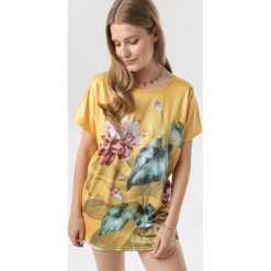 Żółta Bluzka Assagune. Żółte bluzki damskie Born2be, xl, bez wzorów, bez kołnierzyka, bez rękawów. W wyprzedaży za 29,99 zł.