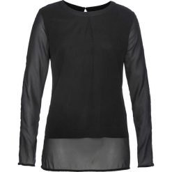 Tunika bonprix czarny. Czarne tuniki damskie bonprix, bez wzorów, bez kołnierzyka, z długim rękawem. Za 89,99 zł.
