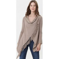 Khaki Kardigan Paisleigh. Brązowe swetry damskie Born2be, xl, bez wzorów, z dzianiny, boho, z długim rękawem, długie, bez kaptura. Za 79,99 zł.