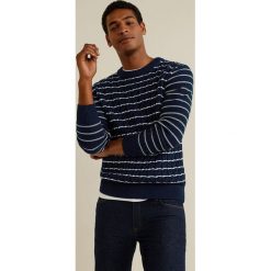 Mango Man - Sweter Jungle. Niebieskie swetry męskie Mango Man, s, bez wzorów, z bawełny, z okrągłym kołnierzem, bez kaptura. Za 199,90 zł.
