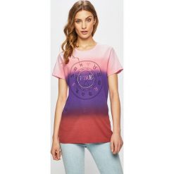 Pinko - Top. Różowe bluzki damskie Pinko, s, z nadrukiem, z bawełny, z okrągłym kołnierzem. W wyprzedaży za 299,90 zł.