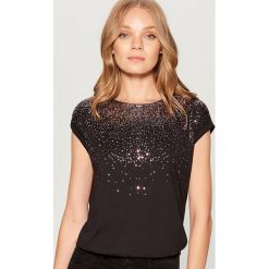 T-shirty damskie: Koszulka zdobiona cekinami - Czarny