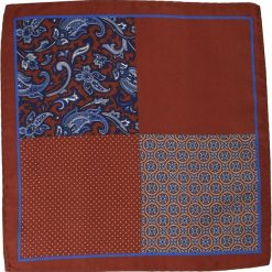 Poczwórna Brązowa Elegancka Poszetka -ALTIES- Męska, Karmelowa, Różne Wzory POSZALTTANIA0277. Pomarańczowe poszetki męskie Alties, z materiału, eleganckie. Za 16,90 zł.