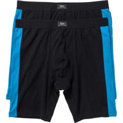 Długie bokserki (2 pary) bonprix czarny + niebieski capri. Czarne bokserki męskie bonprix, bez wzorów. Za 45,98 zł.