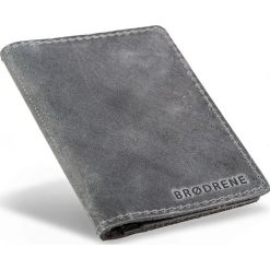Skórzany cienki portfel slim wallet BRODRENE SW01 szary - Szary. Szare portfele męskie Brødrene, bez wzorów, ze skóry. Za 79,99 zł.
