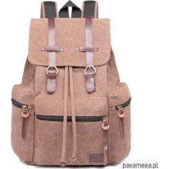 Plecak szkollny damski vintage płócienny beżowy. Brązowe plecaki damskie Pakamera, bez wzorów, ze skóry, vintage. Za 158,00 zł.