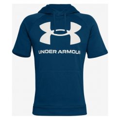 Under Armour Rival Fic Big Logo Bluza Niebieski. Niebieskie bluzy męskie Under Armour, m, z nadrukiem, z bawełny, bez kołnierzyka, bez rękawów, bez kaptura. Za 188,95 zł.