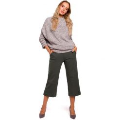 Sweter z półgolfem szary - s/m. Szare swetry damskie e-margeritka.pl, s, bez wzorów, ze splotem, z długim rękawem, długie, bez kaptura. Za 139,99 zł.