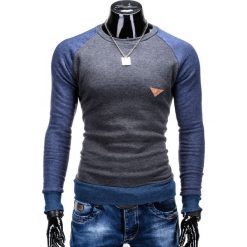 BLUZA MĘSKA BEZ KAPTURA B453 - GRAFITOWA. Szare bluzy męskie marki Ombre Clothing, m, melanż, z bawełny, bez kaptura. Za 59,00 zł.