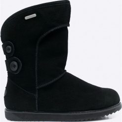 Emu Australia - Botki Charlotte. Czarne buty zimowe damskie EMU Australia, z materiału, z okrągłym noskiem, na obcasie. W wyprzedaży za 499,90 zł.