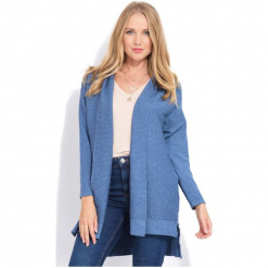 Fille Du Couturier Kardigan Damski Destiny 44 Niebieski. Niebieskie swetry damskie Fille Du Couturier, bez wzorów, z materiału, eleganckie, z długim rękawem, długie, bez kaptura. W wyprzedaży za 251,00 zł.