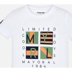 Mayoral - T-shirt dziecięcy 92-134 cm. Żółte t-shirty chłopięce Mayoral, z nadrukiem, z bawełny, bez rękawów. Za 64,90 zł.