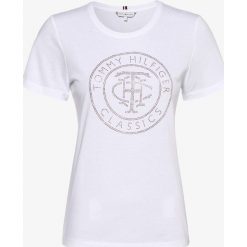 Tommy Hilfiger - T-shirt damski, biały. Białe t-shirty damskie TOMMY HILFIGER, l, bez wzorów, z bawełny, eleganckie, bez kołnierzyka. Za 229,95 zł.