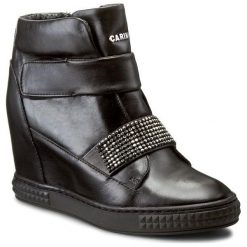 Sneakersy CARINII - B3814 E50-000-POL-B88. Czarne półbuty damskie marki Carinii, na co dzień, bez wzorów, ze skóry, bez obcasa, na koturnie, bez zapięcia. W wyprzedaży za 309,00 zł.