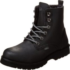Buffalo Botki sznurowane black. Czarne botki damskie skórzane marki Buffalo, na sznurówki. W wyprzedaży za 252,85 zł.