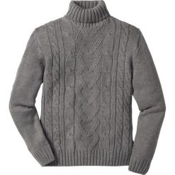 Golfy męskie: Sweter z golfem bonprix szary melanż