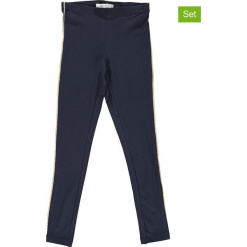 Legginsy (2 pary) w kolorze granatowym. Niebieskie legginsy dziewczęce marki Name it Kids, z bawełny. W wyprzedaży za 49,95 zł.