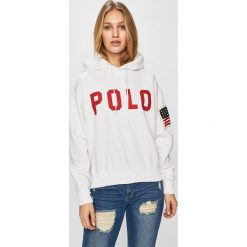 Polo Ralph Lauren - Bluza. Białe bluzy damskie Polo Ralph Lauren, s, z nadrukiem, z bawełny, bez rękawów, z kapturem. W wyprzedaży za 559,90 zł.