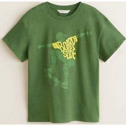 Mango Kids - T-shirt dziecięcy Sport. Pomarańczowe t-shirty chłopięce marki Mango Kids, z nadrukiem, z bawełny, bez rękawów. Za 29,90 zł.