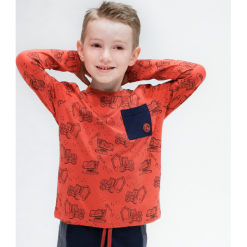 Koszulka. Czerwone t-shirty chłopięce z długim rękawem COOL, z aplikacjami, z bawełny. Za 37,43 zł.