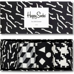 Skarpetki męskie: Happy Socks – Skarpety Black & White (4-pack)