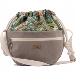 Torebka listonoszka "CROSSERKA", taupe w palmy. Listonoszki damskie me&BAGS, bez wzorów, z tkaniny, przez ramię, małe, bez dodatków. Za 219,00 zł.