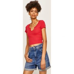 Tommy Jeans - T-shirt. Szare bluzki damskie Tommy Jeans, s, bez wzorów, z elastanu, casualowe, bez kołnierzyka, z krótkim rękawem. W wyprzedaży za 129,90 zł.