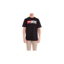 T-shirty z krótkim rękawem Diesel 00SVFI0CATJ. Czarne t-shirty męskie Diesel, xl, bez wzorów, bez kołnierzyka, krótkie. Za 247,68 zł.