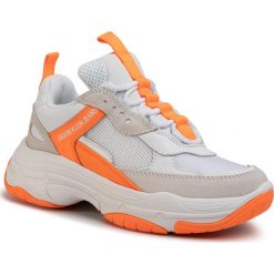 Sneakersy CALVIN KLEIN JEANS - Maya R0802 White/Orange Fluo. Pomarańczowe półbuty damskie Calvin Klein Jeans, z jeansu. Za 719,00 zł.