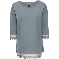Swetry klasyczne damskie: Sweter z szydełkową plisą bonprix niebiesko-szary