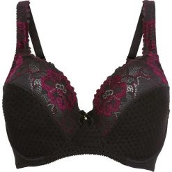 Biustonosz bonprix czarno-jeżynowy. Czarne biustonosze marki bonprix. Za 54,99 zł.