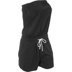 Kombinezon bawełniany bandeau, krótki bonprix czarny. Czarne kombinezony damskie bonprix, bez wzorów, z bawełny, bez kołnierzyka, z krótkim rękawem, krótkie. Za 64,99 zł.
