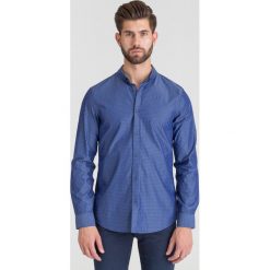 GRANATOWA KOSZULA ARMANI EXCHANGE. Niebieskie koszule męskie Armani Exchange, xl, bez wzorów, z bawełny, z włoskim kołnierzykiem, bez rękawów. Za 184,50 zł.
