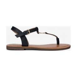 Tom Tailor Sandały Niebieski. Niebieskie sandały damskie Tom Tailor, w paski, z materiału, bez obcasa, z paskami. Za 216,95 zł.