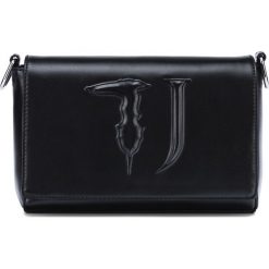 Trussardi Jeans T-Easy Medium Cross body bag Czarny. Czarne torebki klasyczne damskie Trussardi Jeans, w paski, z jeansu, bez dodatków. Za 564,95 zł.