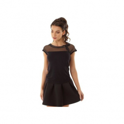 Bluzka Eva z siateczką i wstawką czarna ED017-2. Czarne bluzki damskie marki Ella dora, xl, z elastanu, eleganckie, z falbankami. Za 139,00 zł.