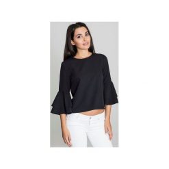 Bluzka M565 Czarny. Czarne bluzki damskie FIGL, xl, bez wzorów, z falbankami, z krótkim rękawem. Za 119,00 zł.