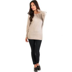 Sweter w kolorze beżowym. Brązowe swetry damskie L'étoile du cachemire, bez wzorów, z kaszmiru, klasyczne, bez rękawów, bez kaptura. W wyprzedaży za 59,95 zł.