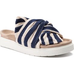 Klapki INUIKII - Slipper Knot Striped 70104-10 Blue. Niebieskie klapki damskie marki Inuikii, bez wzorów, ze skóry, bez obcasa. Za 659,00 zł.